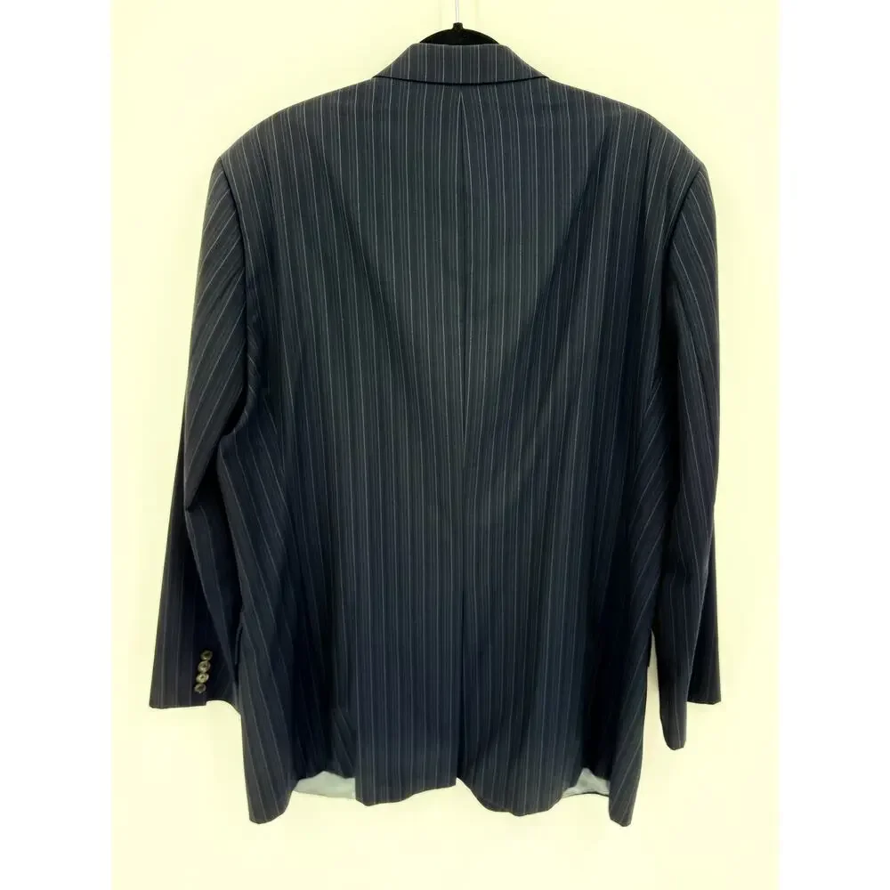 BOSS Hugo Boss Mens Rossolini Navy Pinstripe 3-Button Sport Coat Blazer Size 48L